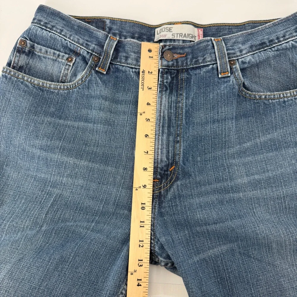 Levis 569 Loose Straight Jeans Mens 36x32 Blue Baggy Relaxed Fit Denim Pants Y2K